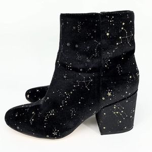 Urban Outfitters Black Ankle Boots with Gold Star Pattern